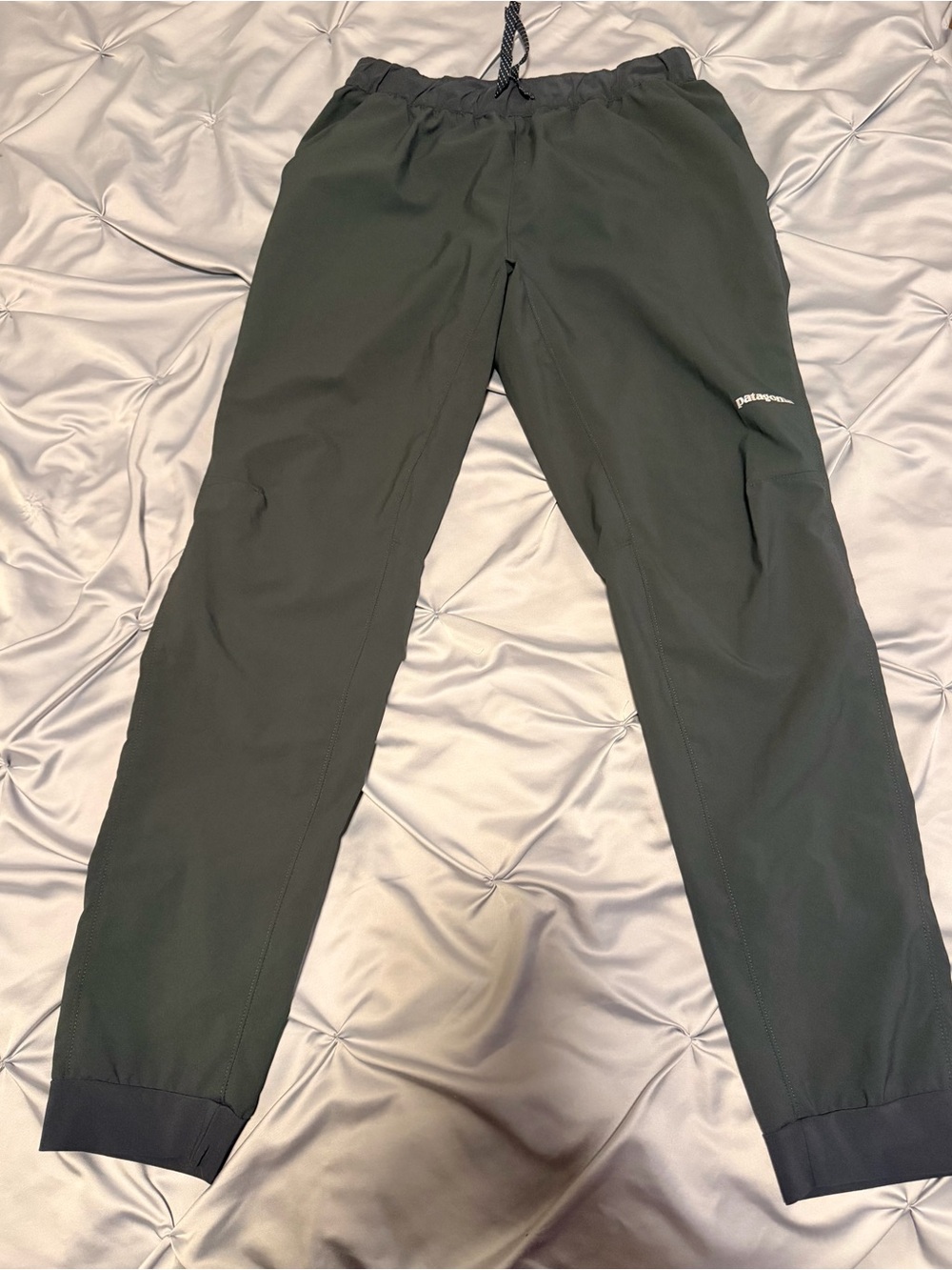 Patagonia Unisex Adults Sweatpants Gray Polyester Solid Drawstring Logo - Picture 8 of 9